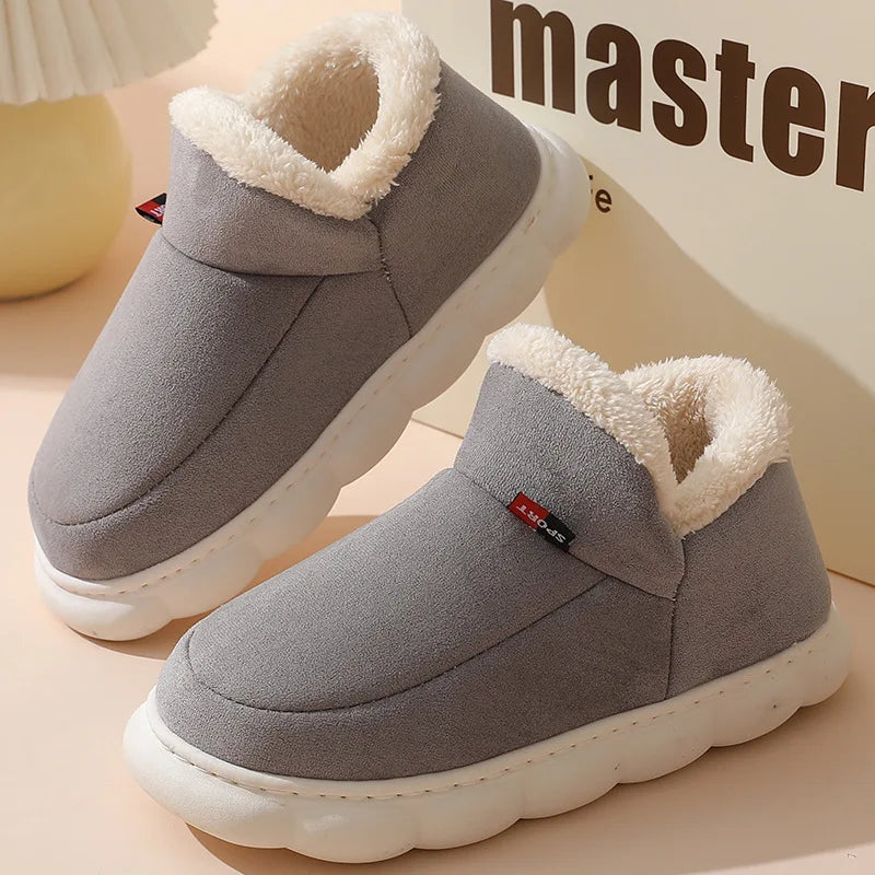 Winter Men Slippers Short Plush Men Cotton Boots Indoor Fluffy House Fur Slippers Men Casual Soft Fur Furry Men Shoes